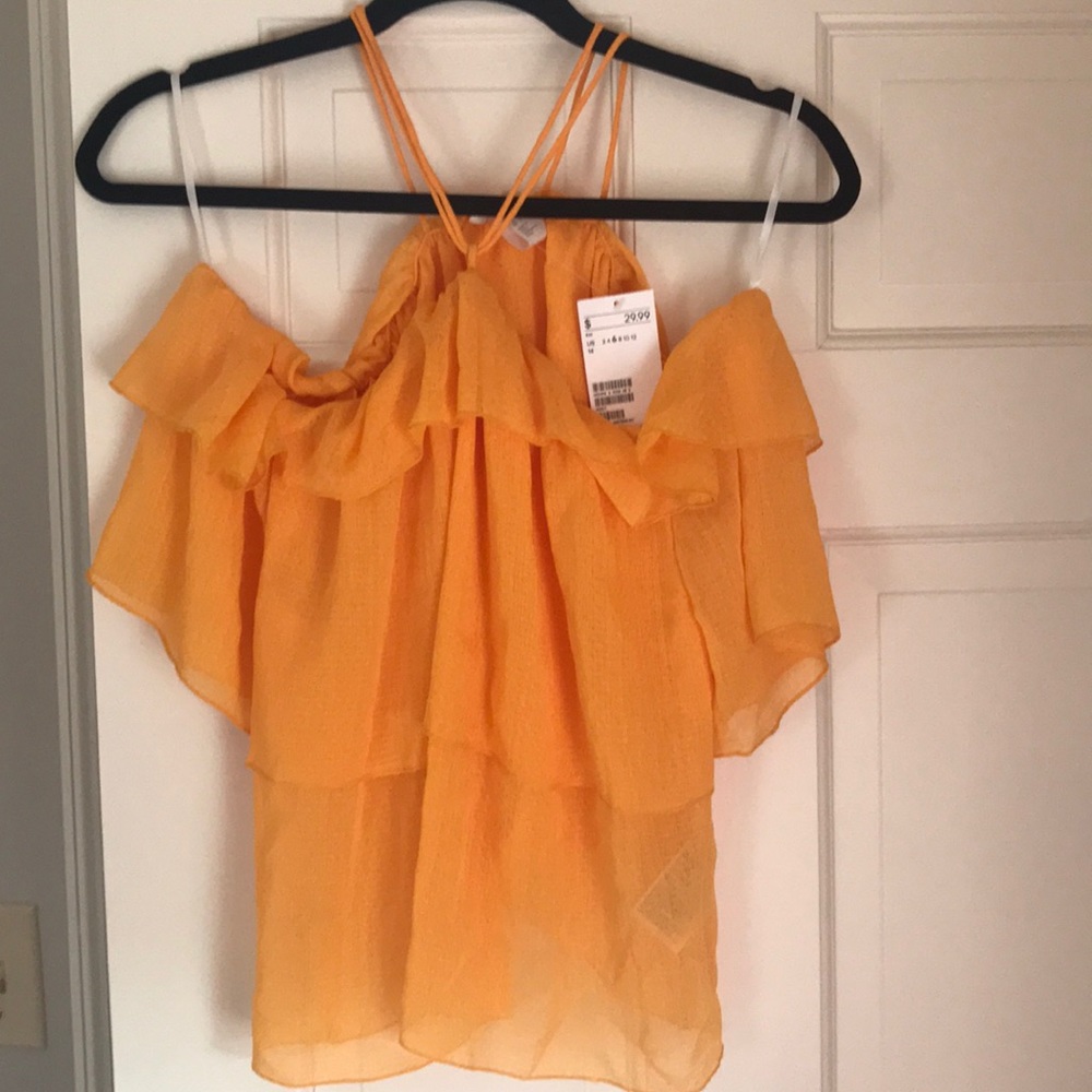 H&M yellow off the shoulder top